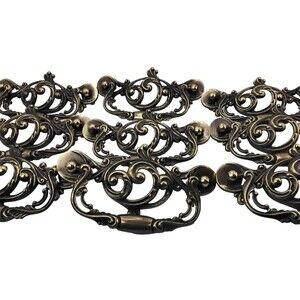 Vintage Ornate Antique Brass  Drop Bail Furniture Cabinet Drawer Pulls Victorian